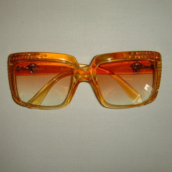 VERSACE Vintage Amber Colored and Rhinestone Sunglasses main image 12